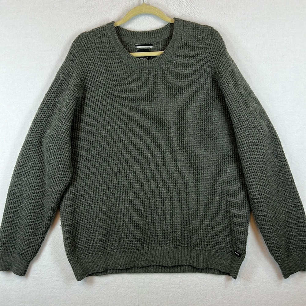 RVCA Men’s Pullover Sweater Sz XXL Gray Crew Neck Long Sleeve Textured Knit